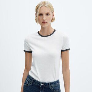 NWT Mango Contrast Trim BOSTON T-shirt Top